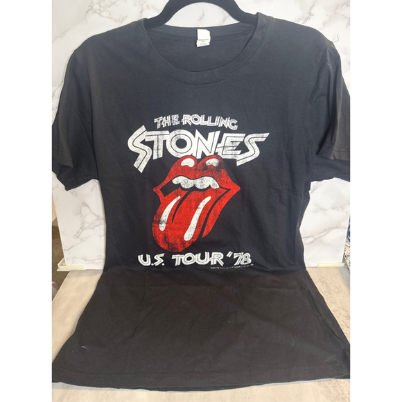 Unbranded Tops - Women's Rolling Stones Black Red White Short Sleeve Graphic T-Shirt